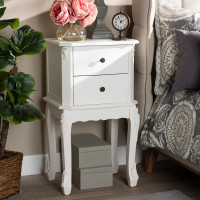 Baxton Studio HL7A-A110-2 DW NS Sophia Classic and Traditional French White Finished Wood 2-Drawer Nightstand